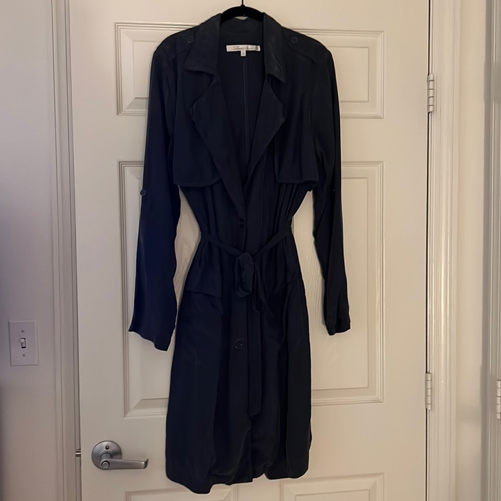 Nordstrom suede feeling trench coat with two front pockets and tie closure